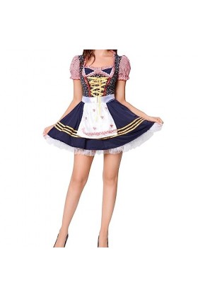 Oktoberfest Robe vintage à manches courtes pour femme, bleu, M