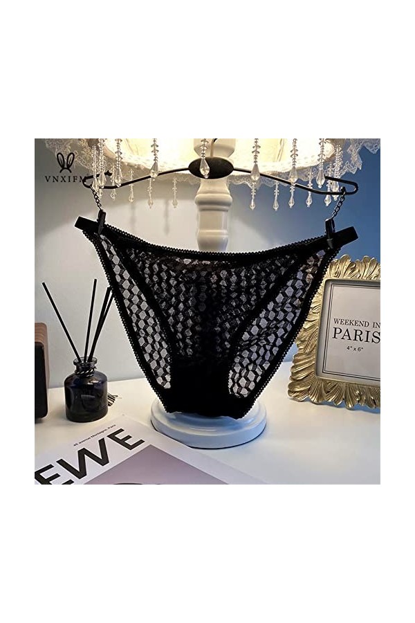 MULANY Femme Slips 3 pièces String en Dentelle à séchage Rapide Dames Taille latérale Ceinture Mince Respirant Mince Maille C