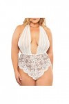 LNSIN Lingerie érotique sexy grande taille pour femme en dentelle transparente décolleté profond en V sexy dos nu