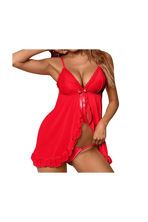 Ensemble de lingerie en maille imprimée deux pièces sexy avec string lingerie collier, lilas, S