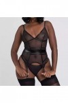 Hekbaep Lingerie sexy pour femme et dos en maille et lingerie sexy en maille, Noir , M