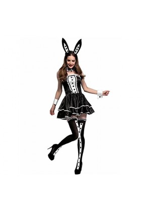 NAZHUA déguisement Lapin - Costume Lapin Sexy pour Femme | Lapin Pâques Fille Senpai Cosplay Une pièce Body Lapin Oreilles La