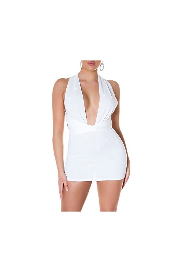 KouCla Mini robe à paillettes pour fête du Nouvel An Dos nu à nouer, cappuccino, Taille unique