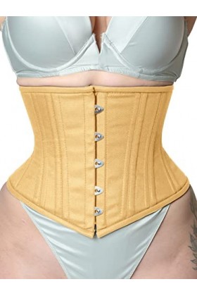 Corset en coton à double baleines en acier pour femme, blanc, XXXXXXL