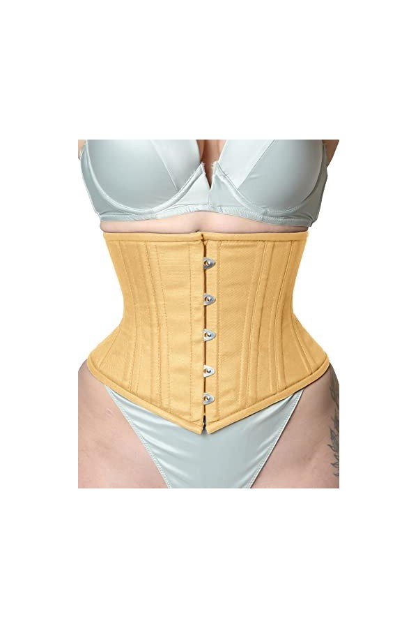 Corset en coton à double baleines en acier pour femme, blanc, XXXXXXL