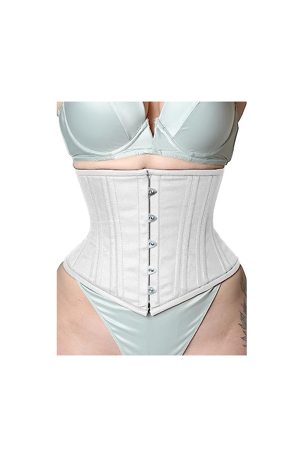 Corset en coton à double baleines en acier pour femme, blanc, XXXXXXL