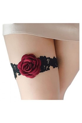 ZZSRJ 2 pièces Ensemble de Mariage Floral jarretière en Dentelle Broderie Sexy Bridal Bridal Jambe Courroie Color : Svart, T