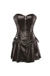 XUEFX Corset Femme Overbust Gothique Sexy Cuir Synthétique Corsets Fermeture éclair Avant Bustier Grande Color : Black, Size