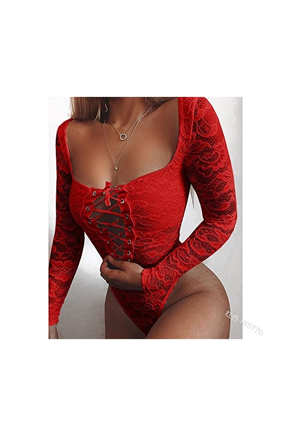 MLLM Ensemble de lingerie sexy pour femme - En dentelle - Noir - L