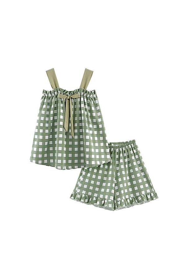 KUXUAN Ensembles de Pyjama Sexy pour Femmes - Ensemble de Pyjamas en Satin avec Gilet et Short en Dentelle Lingerie de Nuit,G