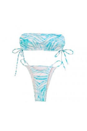 Érotisme Sexe et sensualité Bikinis Sexy pour femmesHaute Poitrine Contrast Gradient Split Set Maillot de Bain Une pièce-Blue