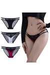 sous-vêtements sans Couture pour Femmes en Dentelle Sexy en Soie Glacée Ultra-Mince en Satin De Tentation Lot De 3 Size:Grand
