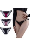 sous-vêtements sans Couture pour Femmes en Dentelle Sexy en Soie Glacée Ultra-Mince en Satin De Tentation Lot De 3 Size:Grand