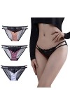 sous-vêtements sans Couture pour Femmes en Dentelle Sexy en Soie Glacée Ultra-Mince en Satin De Tentation Lot De 3 Size:Grand