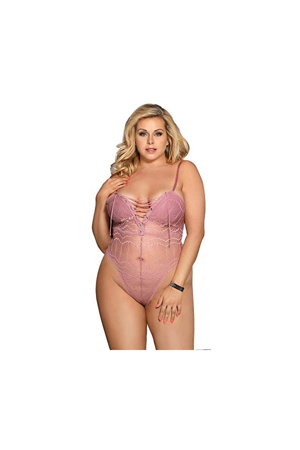 GWSFQ Lingerie Sexy pour Femmes Jeu De Rôleensembles De Pyjama Femme Body en Dentelle Blanche Rose Noir Bretelles Réglables M