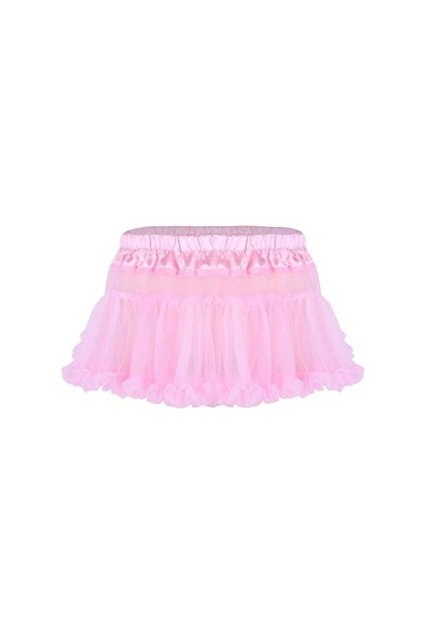 DINGGUANGHE-CUP Lanières Hommes, Mémoires Sexy Men Sissy Mini Tutu Jupe Voir Sheer Froufrous Travers Maille volantée Tulle La