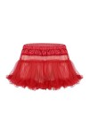 DINGGUANGHE-CUP Lanières Hommes, Mémoires Sexy Men Sissy Mini Tutu Jupe Voir Sheer Froufrous Travers Maille volantée Tulle La