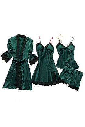 YpingLonk Pyjama Nightdress Femmes Set Silk Sleepwear Lingerie Robe Robe Dentelle Lingerie Dentelle Homme Sexy Army Green, X