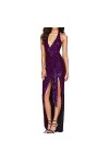 Eauptffy Costume de Noël pour Femme Mesdames sans Manches Licou Cou Sexy Robe à Paillettes Dos en V Profond 2023 Casual Habil