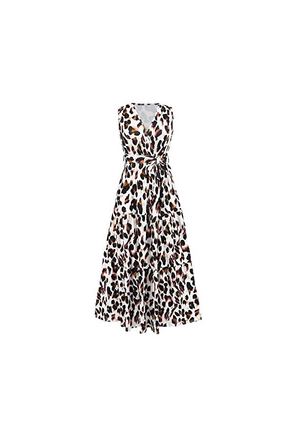 Col en V Léopard Slim Fit Tie Dress Réception Fashion Dress Femmes Plus Size Womens Dress Summer Print Casual Manches Courte