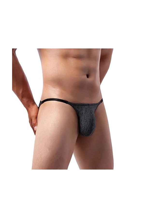 Faringoto Sous-vêtements sexy gay pour homme - Mini culotte avec pochette - Taille basse - Bikini, Bla+gre+ora+red, S