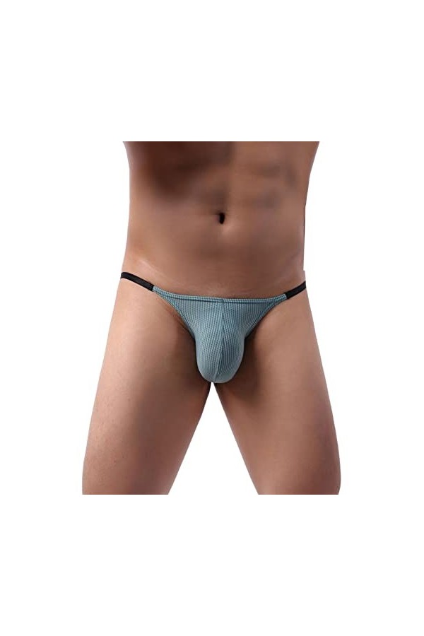 Faringoto Sous-vêtements sexy gay pour homme - Mini culotte avec pochette - Taille basse - Bikini, Bla+gre+ora+red, S