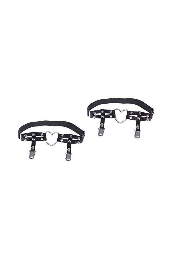 SOIMISS 2Pcs Taille Rangée De Style Rivets Punk PU Décoration Ceinture Anneau Harnais Fête Rave Cuir Jarretière Club Gothique
