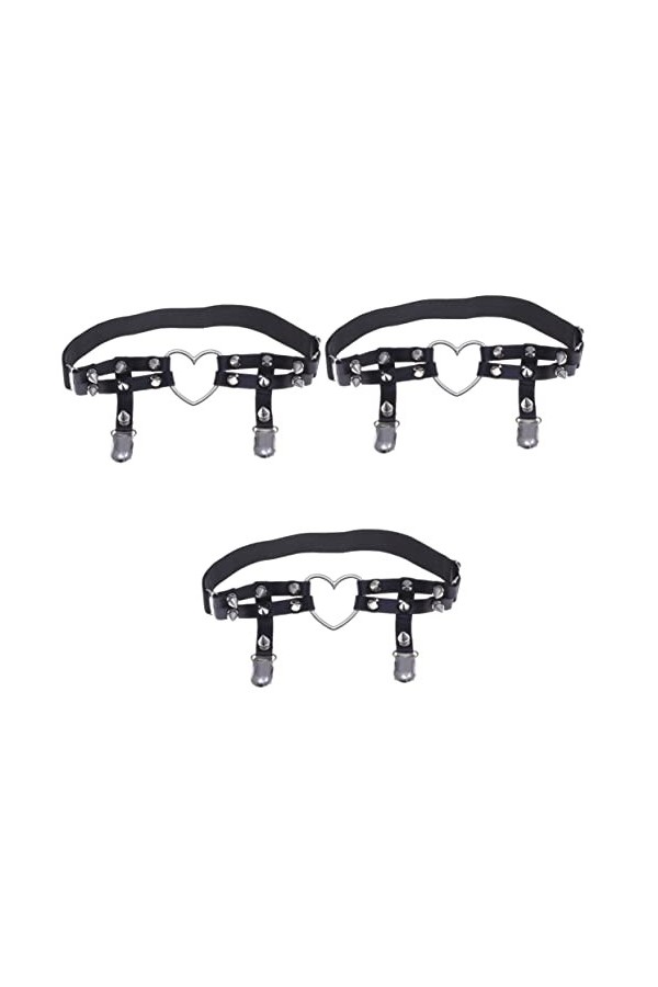 SOIMISS 2Pcs Taille Rangée De Style Rivets Punk PU Décoration Ceinture Anneau Harnais Fête Rave Cuir Jarretière Club Gothique