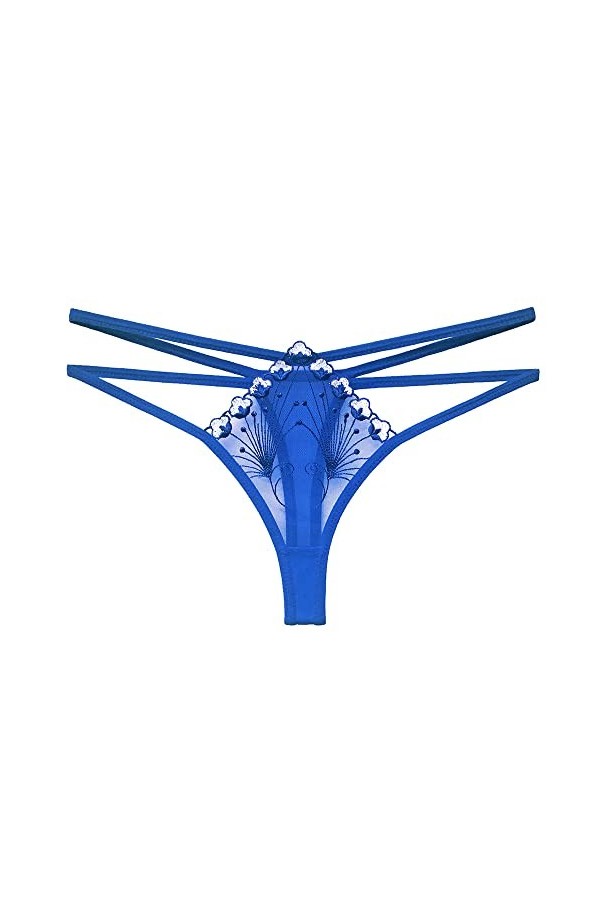 Montecarduo String Femme - 3Pcs Femmes Broderie Strings Sexy Culottes Filles Mesh sous-Vêtements Transparent Hollow Intimes N