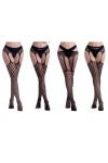 XKUN Bas 4 Paires Femmes Sexy Corps Stockage Dentelle Top Top Cuissard Cuisson Haut Bas + Jarretelle Jarretière Ceinture sur 