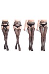 XKUN Bas 4 Paires Femmes Sexy Corps Stockage Dentelle Top Top Cuissard Cuisson Haut Bas + Jarretelle Jarretière Ceinture sur 