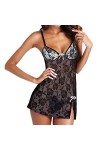 UIVHLW Nuisette Boudoir Dentelle Broderie V-Cou Bretelles Costumes Transparent Mesh Vêtements De Nuit