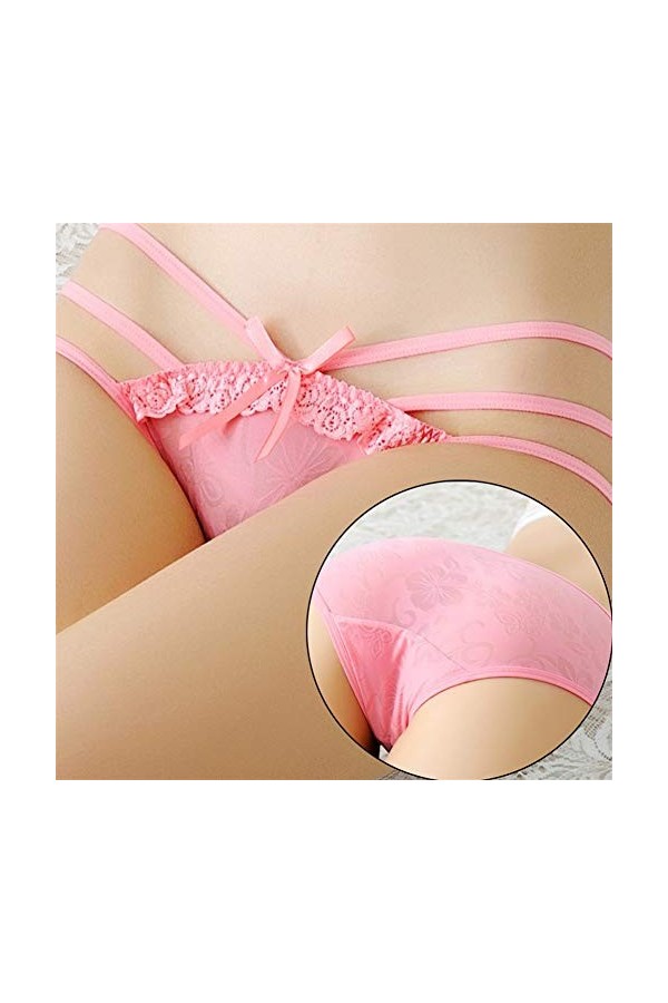 WFAR Ribbon Bow Sexy Dentelle Culotte Mentionnez la Dentelle Mme Slips Dentelle Fermer Culotte Dames séduisantes Transparente