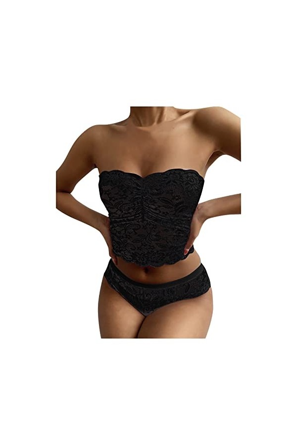 UIVHLW Body Perspective Ensemble De sous-Vêtements pour Femmes Voir À Travers Les Costumes en Maille De Dentelle