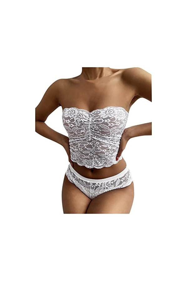 UIVHLW Body Perspective Ensemble De sous-Vêtements pour Femmes Voir À Travers Les Costumes en Maille De Dentelle