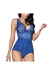 UIVHLW Lingerie Robe De Nuit À Col en V pour Femmes en Satin Et Dentelle Brodée