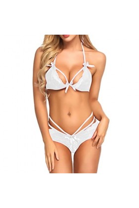 UIVHLW Nuisette Extensible Ensemble De sous-Vêtements pour Femmes en Dentelle Perspective Évider Costumes