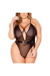 UIVHLW Lingerie Vêtements De Nuit Transparents pour Femmes en Dentelle De Grande Taille Deep V Backless Costumes
