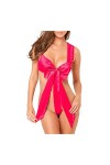 UIVHLW Nuisette Boudoir Costumes De Tentation De sous-Vêtements Féminins De Vêtements De Nuit en Dentelle Rouge Bowknot