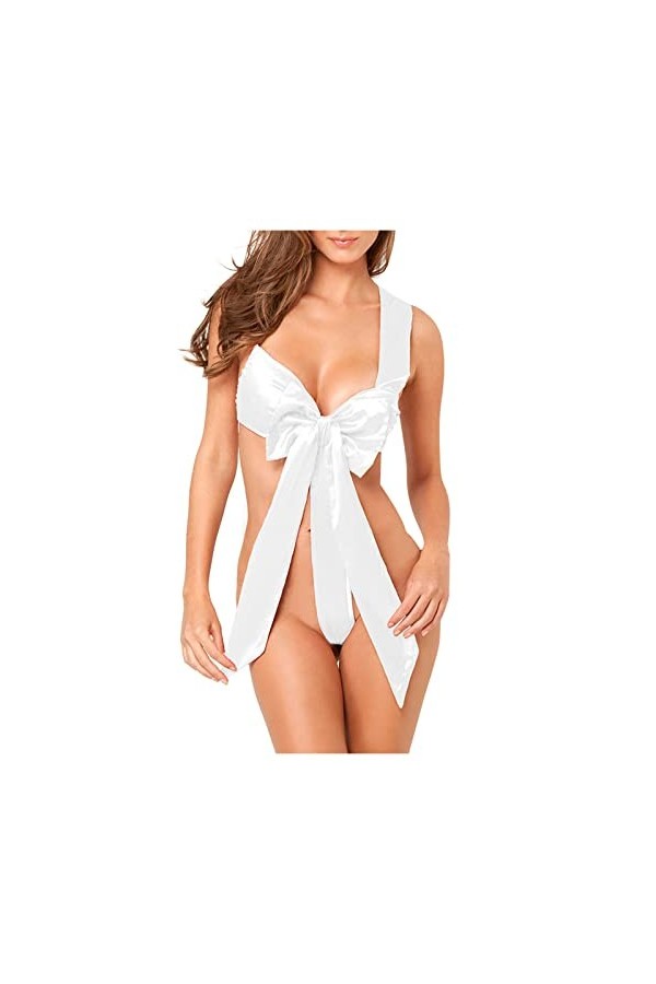 UIVHLW Nuisette Boudoir Costumes De Tentation De sous-Vêtements Féminins De Vêtements De Nuit en Dentelle Rouge Bowknot