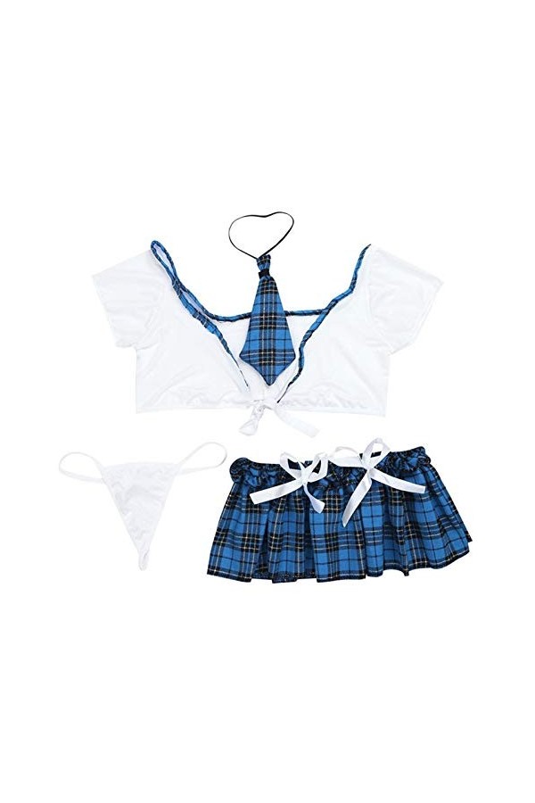 YIJIAN Femmes Écolière Cosplay Lingerie Set Costumes de Culture Uniforme et Costumes de Jupe Color : Blue, Size : One Size 