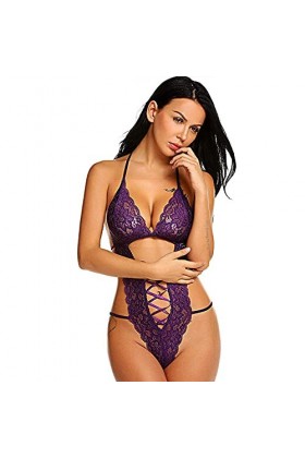MLLM Ensemble de lingerie sexy pour femme - Lingerie sexy avec bretelles - Revêtement trois points - Violet_XL - Sous-vêtemen