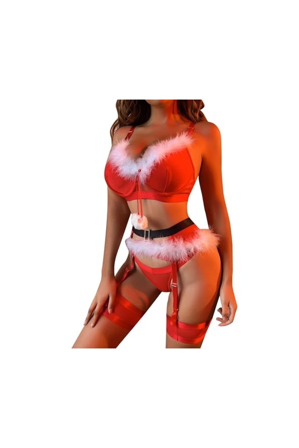 RYTEJFES Lingerie sexy pour femme - Ensemble de sexe sexy - Sous-vêtements de grande taille - Dessuesexy - Costume de Noël - 