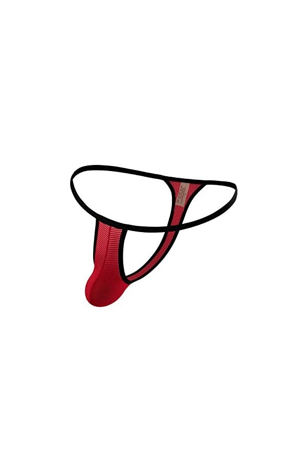 Sexy Maille Pure sous-vêtements G String Lingerie Hommes String pénis Poche Bikini t-Back Mini caleçon Culotte Color : Nero,