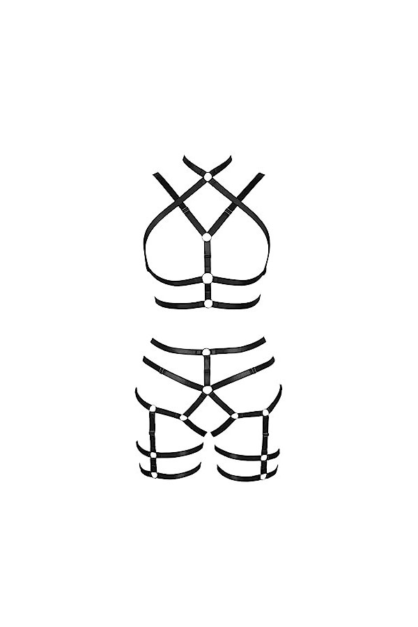 Femmes gothique Body bretelles soutien - gorge mode cage soutien - gorge escamoté bas garter set PUNK RAVE Dance suit La cou