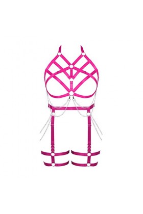 JMMHSS Punk bandoulière soutien - gorge femmes Body bandoulière ceinture ensemble style gothique souple élastique taille régl