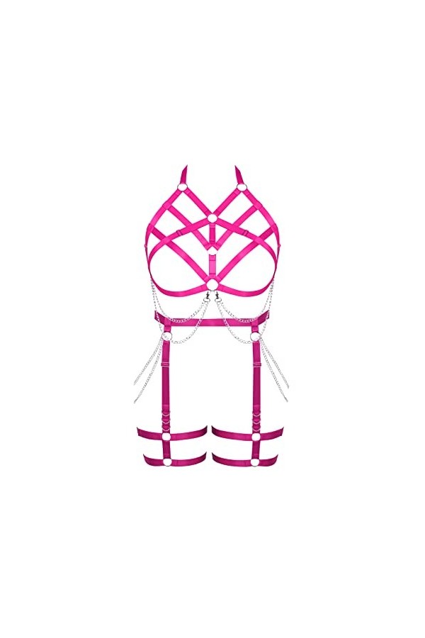 JMMHSS Punk bandoulière soutien - gorge femmes Body bandoulière ceinture ensemble style gothique souple élastique taille régl