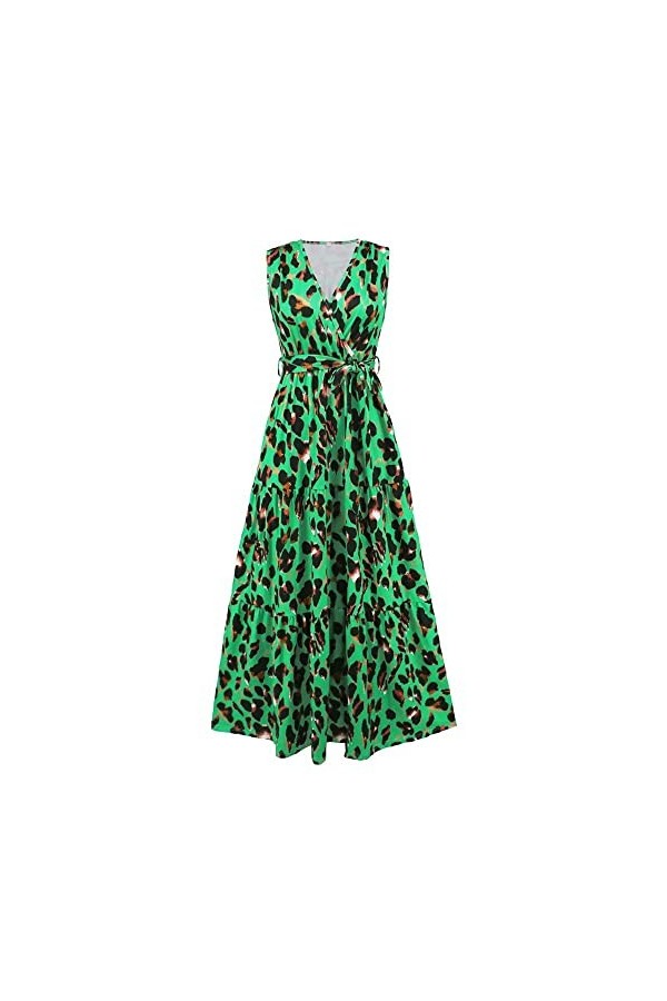 Col en V Léopard Slim Fit Tie Dress Réception Fashion Dress Femmes Plus Size Womens Dress Summer Print Casual Manches Courte