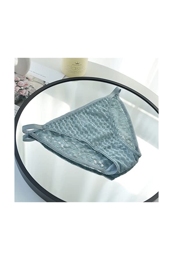 MULANY Femme Slips 3 pièces Sexy Dentelle sous-vêtements Femmes Plaid Culotte Femme Respirant Slips Coton Entrejambe Lingerie