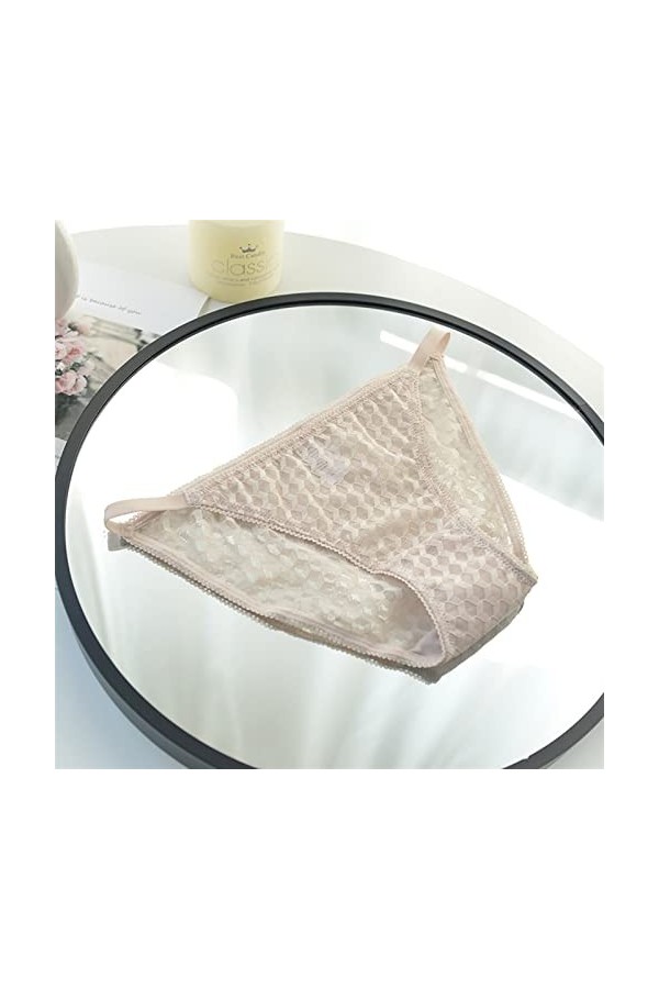 MULANY Femme Slips 3 pièces Sexy Dentelle sous-vêtements Femmes Plaid Culotte Femme Respirant Slips Coton Entrejambe Lingerie